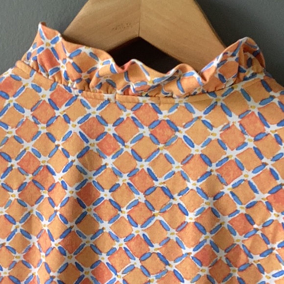 J. McLaughlin Ruffle Durham Catalina Cloth Print 3/4 Sleeve Orange - Picture 8 of 10